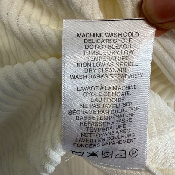 The Range Women Ivory Ribbed Corduroy Button-Up Collared Crop Shirt Size Small - Picture 7 of 8